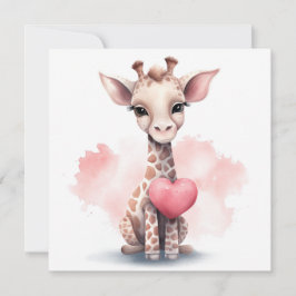 Giraffe con tarjeta El día de San Valentín del cor
