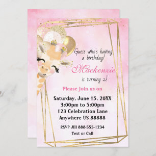 Giraffe Cualquier Invitación de Cumpleaños de Edad