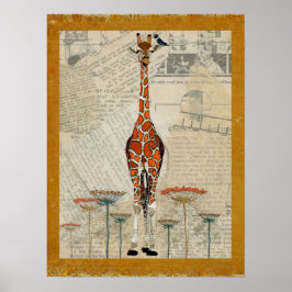 GIRAFFE E INDIGO BIRD Poster de Arte