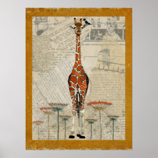 GIRAFFE E INDIGO BIRD Poster de Arte