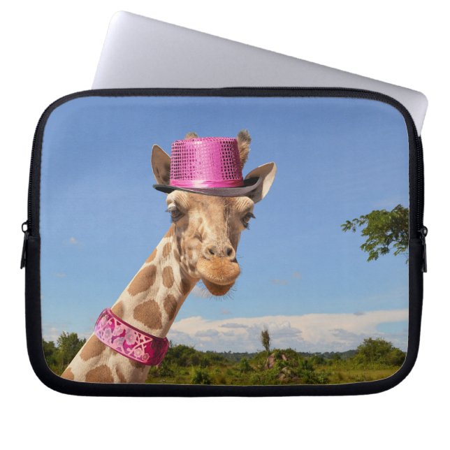 Giraffe en bolsa de electrónica gorra rosa brillan (Frente)