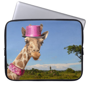 Giraffe en bolsa de electrónica gorra rosa brillan