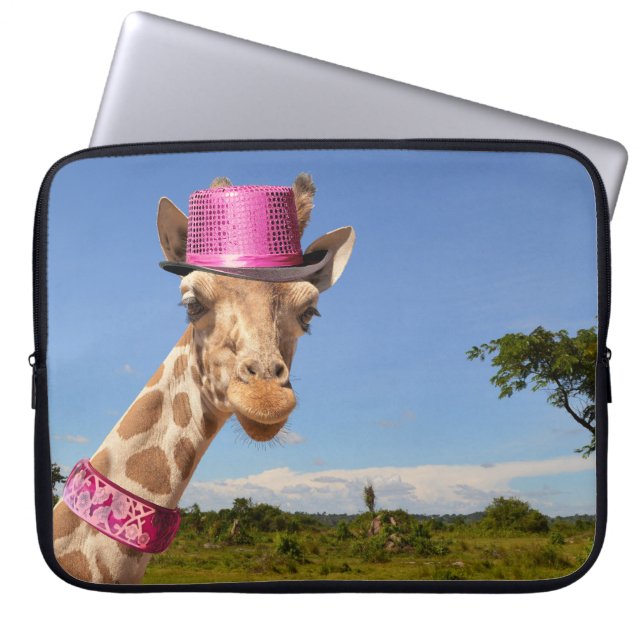 Giraffe en bolsa de electrónica gorra rosa brillan (Frente)