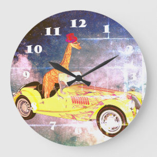 Giraffe en el reloj de pared espacial