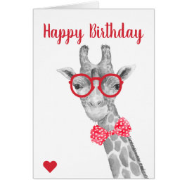 Giraffe en gafas y cumpleaños de Bow Tie