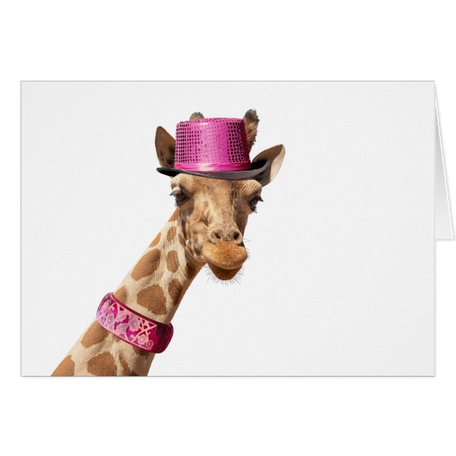 Giraffe en gorra rosa brillante (Anverso (Horizontal))