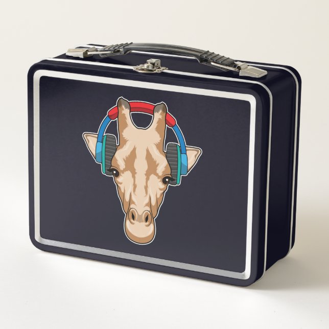 Giraffe en la música con auriculares (Anverso)