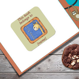 Giraffe Este Libro Pertenece Al Pegatina De La Lib