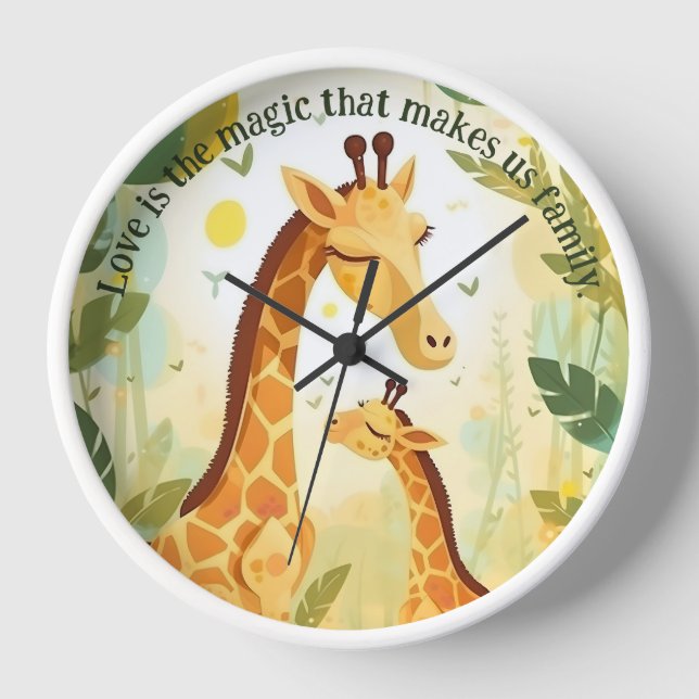 Giraffe Family | Animal | Reloj de pared (Anverso)