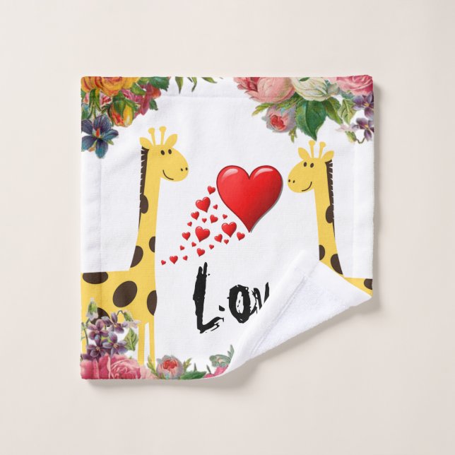 Giraffe Floral Love Baño de toallas (Toallita)
