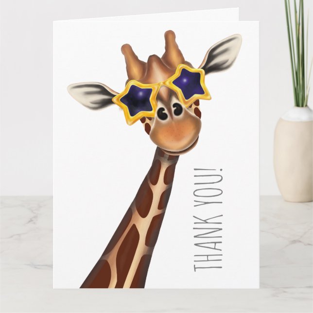 Giraffe Gracias Tarjeta De Saludo Doblada (Anverso)