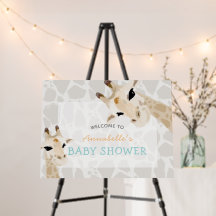 Giraffe Greige Watercolor Baby Shower Fotograma