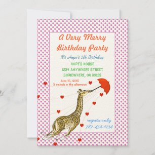 Giraffe Heart Birthday Party Invitación a puntos r