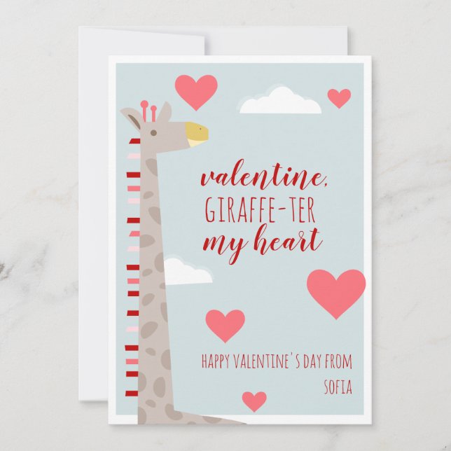 Giraffe Heart Classroom School Valentine (Anverso)