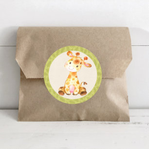 Giraffe Jungle Animals Baby Shower Favor Pegatina