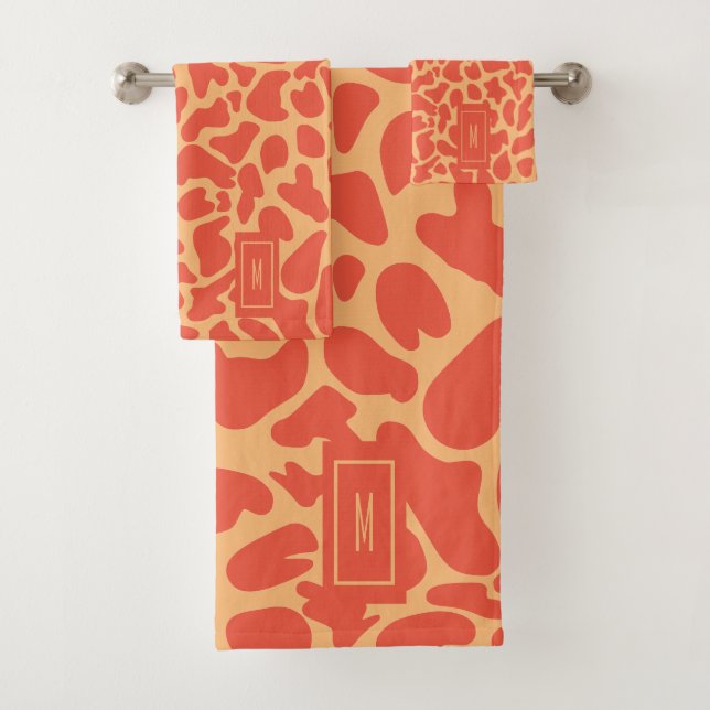 Giraffe Naranja Monograma moderno Girly (In situ)