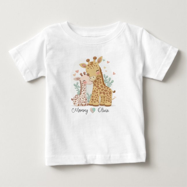 Giraffe personalizada Ama a la camiseta del bebé (Anverso)