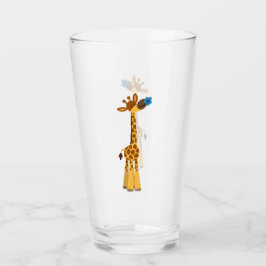 Giraffe Personalizado y Tumbler de vidrio flor azu