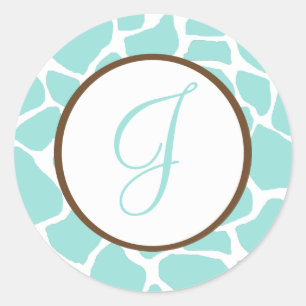 Giraffe Print Monogramed Pegatinas