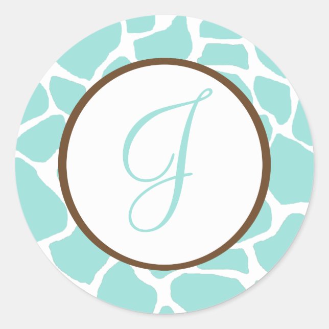 Giraffe Print Monogramed Pegatinas (Anverso)