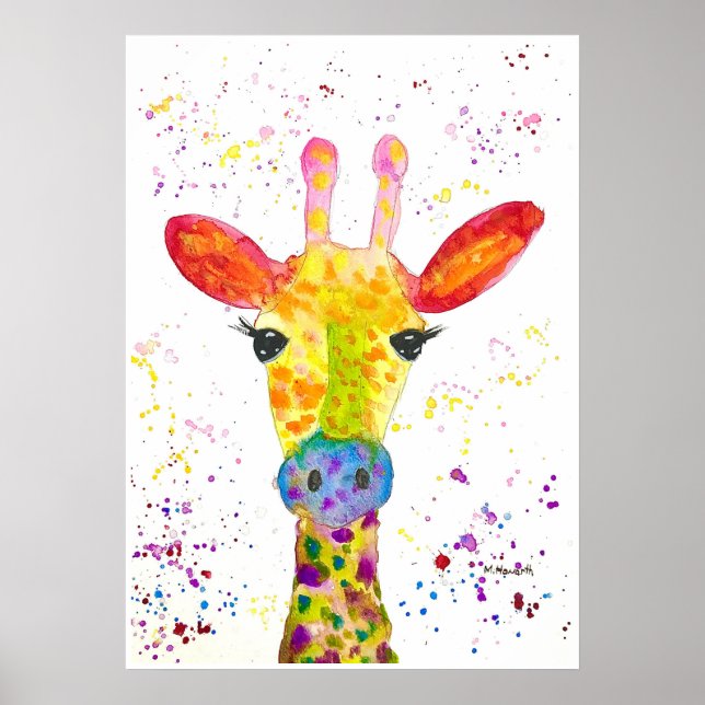 Giraffe Resumen Animales Arte Cuto Salvaje Arcoiri (Frente)