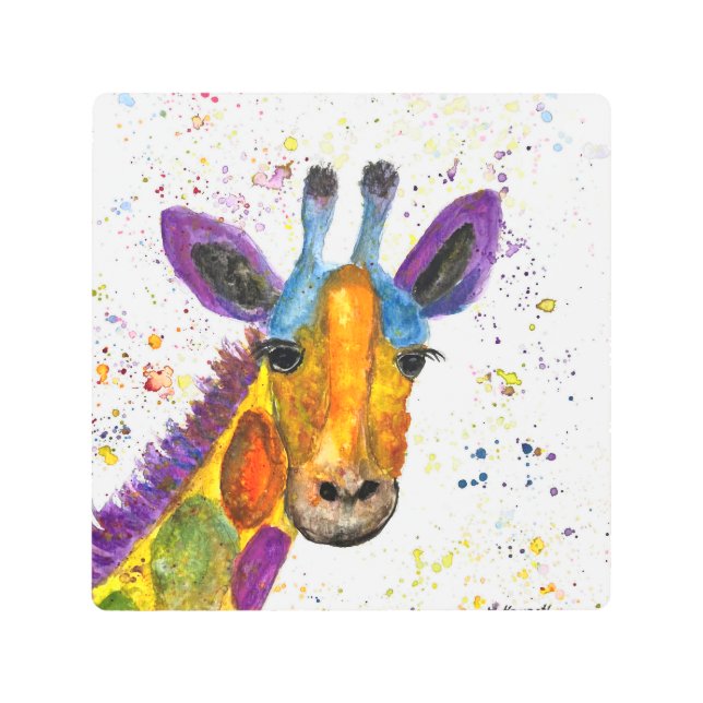 Giraffe Resumen Animales Arte Cuto Salvaje Arcoiri (Anverso)