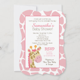 Giraffe rosa es una invitación Chica a Baby Shower