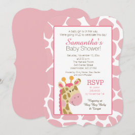 Giraffe rosa es una invitación Chica a Baby Shower