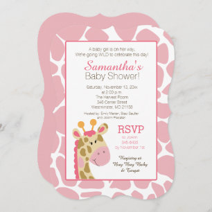 Giraffe rosa es una invitación Chica a Baby Shower