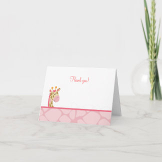 Giraffe rosa plegado Tarjeta de agradecimiento