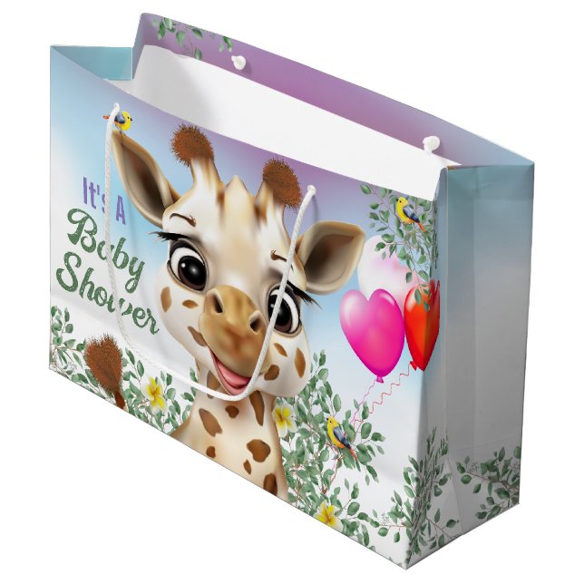 Giraffe Safari Baby Shower Gran Bolsa de Regalo (Angulo Anverso)