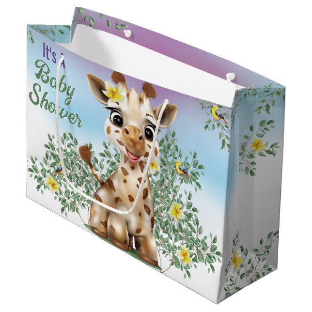 Giraffe Safari Baby Shower Gran Bolsa de Regalo (Angulo Anverso)