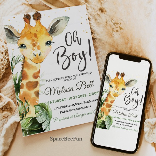 Giraffe Safari invitación a la ducha bebé Giraffe (Safari Baby Shower, Giraffe Theme, Jungle Party, Baby Shower Decor, Wild Adventure






)
