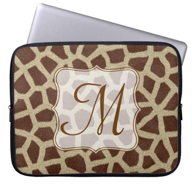 Giraffe Spot Animal Print Monograma Funda portátil (Frente)