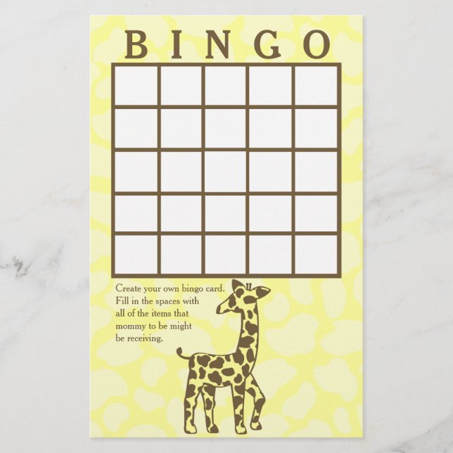 Giraffe Spots Tarjeta de Bingo Amarillo (Anverso)