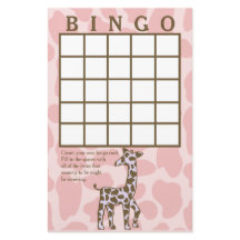 Giraffe Spots Tarjeta de Bingo Rosa