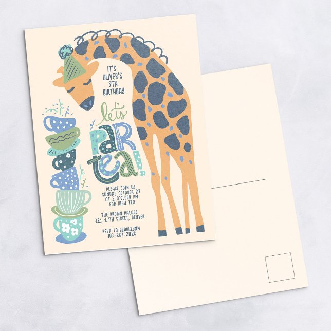 Giraffe Tea Fiestas Niños Invitación a la fiesta d (Subido por el creador)