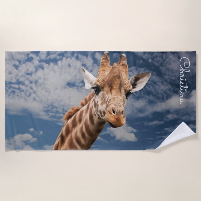 Giraffe Toalla de Playa Personalizada (Anverso)