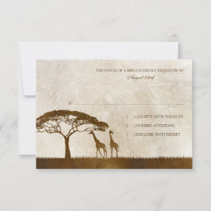 Giraffe Wedding Rsvp de marrón y marfil