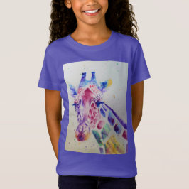 Giraffe Whimsical Acuarela Chicas Púrpura Camiseta