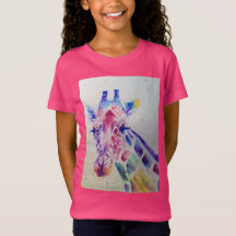 Giraffe Whimsical Acuarela Chicas Rosa Camiseta