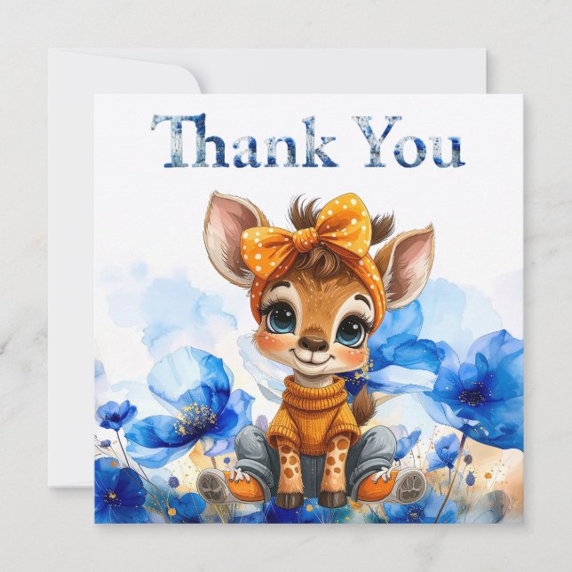 Giraffe with polka dot bow Thank you (Anverso)