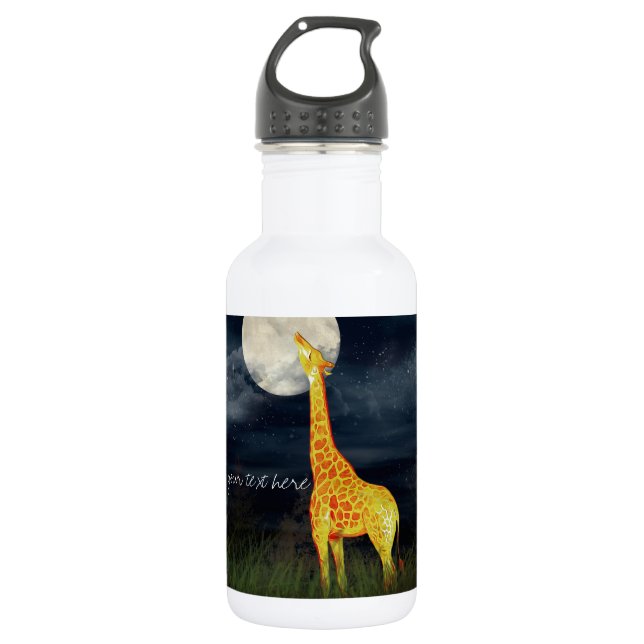 Giraffe y Luna | Botella de agua Personalizado (Anverso)