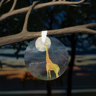 Giraffe y Luna   Ornamento acrílico Personalizado