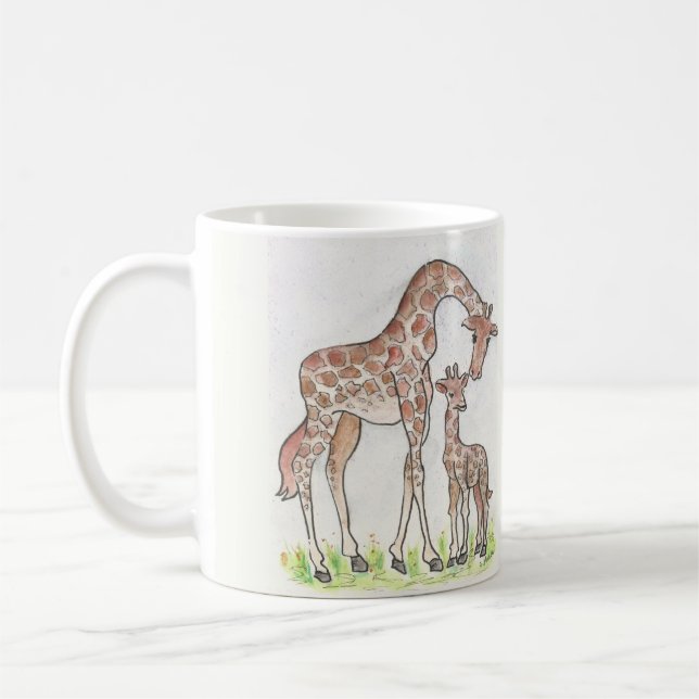 Giraffe y su diseño de ternera en una taza (Izquierda)