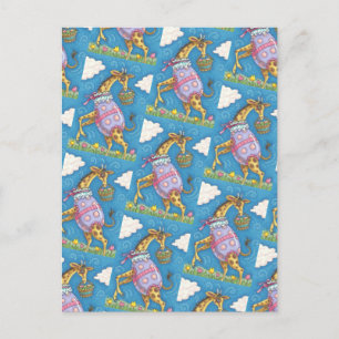 GIRAFFE Y TULIPS DE HUEVO ORIENTAL, TARJETA POSTAL