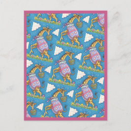 GIRAFFE Y TULIPS DE HUEVO ORIENTAL, TARJETA POSTAL