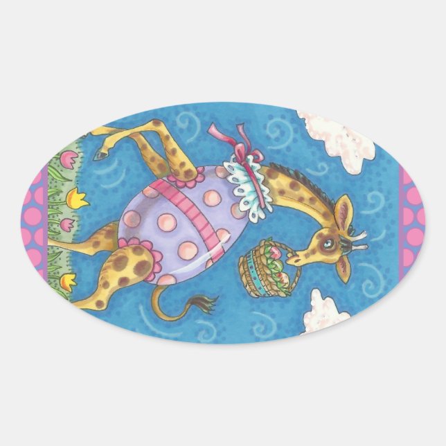 GIRAFFE Y TULIPS DE HUEVOS ORIENTALES, PEGATINAS D (Anverso)