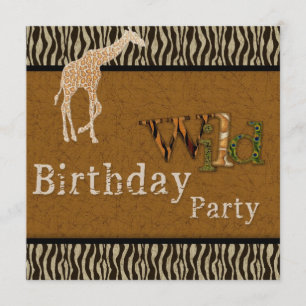 Giraffe Zebra Safari Zoo Invitación a la fiesta de