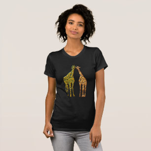 Giraffes Pareja Camiseta Diseño Moderno Dorado